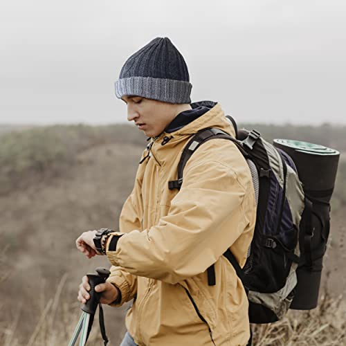 TINKUY Alpaca Wool Men's & Women's Reversible - Cuffed Slouchy, Beanie Hat, Unisex, One Size (Dark Grey/Grey)