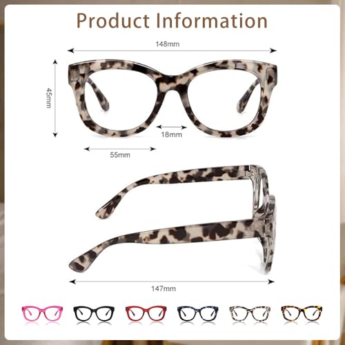 Image of JiSoo Oversized Reading Glasses for Women Men, Stylish Designer Readers Women with Large Frame