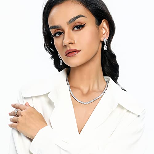 MDFUN Tennis Necklace Chain for Women and Men 18K White Gold Plated 3.0mm Cubic Zirconia Round Cut 16-24 inches4