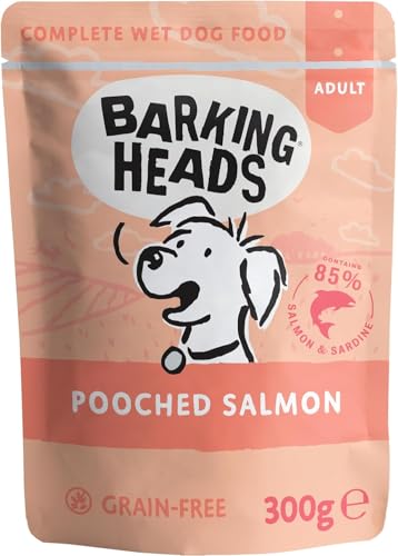 Barking Heads Wet Dog Food - Pooched Salmon - Salmon & Sardine - No Artificial Flavours - Grain-Free Recipe (10 x 300 g)