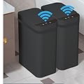 Yatmung 2 Pack - Skinny Trash Bin Sensor Motion 2.5 Gallon Touchless Bathroom Trash Can - Smart Trash Can with Lid - Electric, Narrow, Plastic, Auto Open - Small Slim Automatic Garbage Can (Black)