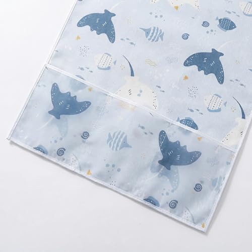 Image of Refrigerator Top Cover,PEVA Waterproof Washable Fridge Cover Double Door & Single Door Protection, Durable Dust & Stain Resistant,130x55 CMS,Blue Fish