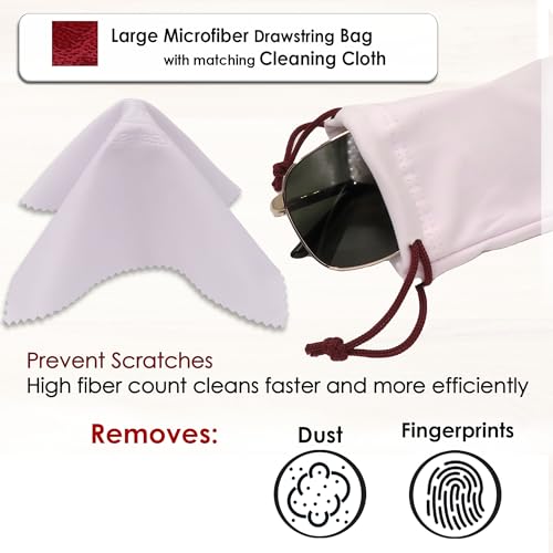 Image of MyEyeglassCase Large Hard Sunglasses Case | fits Large curved Sunglasses, with microfiber bag and cleaning cloth