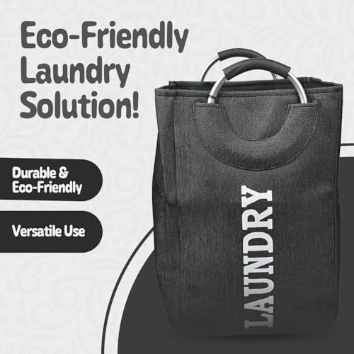 Image of KYLO Efficient Laundry Bag| No Fuss Laundry Bag| Superior Steel Handles| Rubber Covering to Support Fingers| Multiple Colors - Goes Well With The Decor - 82 L, Black