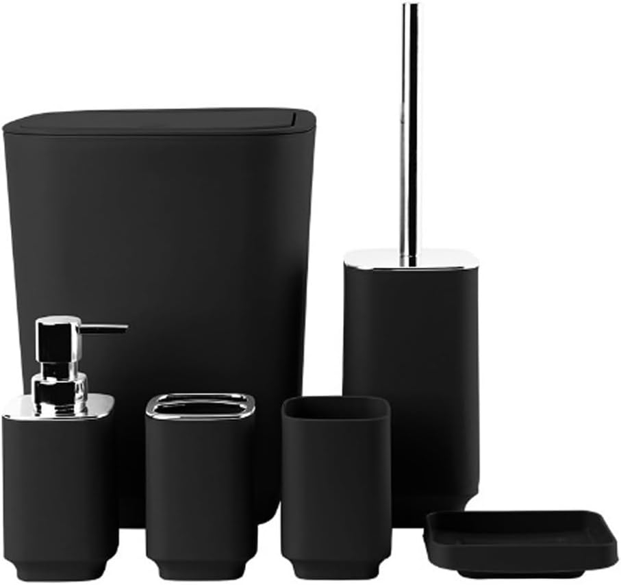 Mouthwash Cup Toothbrush Holder Trash Can Toilet Brush Bathroom Storage Toiletry Set(C)