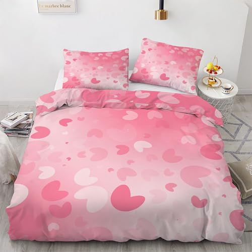 Housse de couette 160x200 rose zippée parure lit microfibre anti-plis