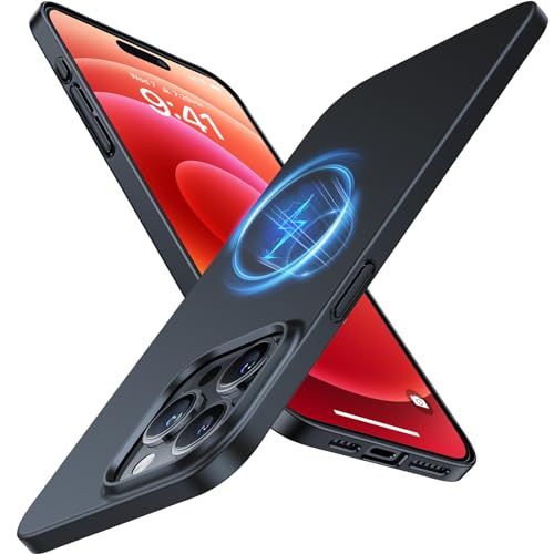 TORRAS Magnetic Slim-Fit for iPhone 15 Pro Max Case, Ultra-Thin 15 ProMax Phone Case Compatible with MagSafe, Lightweight Anti-Scratch Matte Hard iPhone 15 ProMax Case 6.7 inch OriginFit, Bl