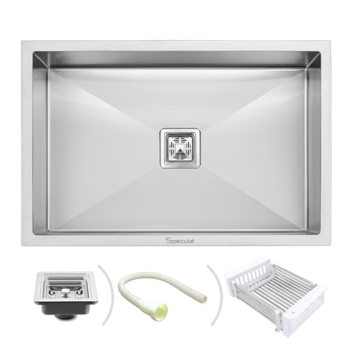 Image of Kitchen Sink (32X20X10) Inches| Heavy Duty Stainless Steel Sink | Undermount & Topmount Installation | Brushed Finish with Grid Drain | Compact Square Sink for Kitchen, Bar or Utility