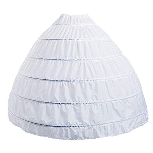 Womens Petticoat Underskirt 6 Hoop Skirt Floor Length Crinoline Petticoat for Ball Gown Wedding Dress Quinceanera (White - cream) Large