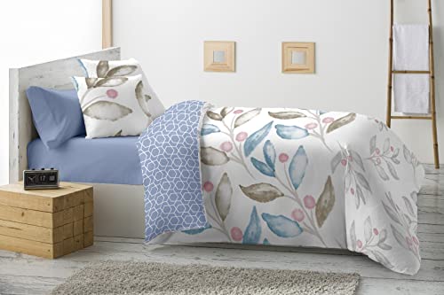 Energy Colors Textil - Hogar - Grecia - Relleno Nórdico 350 gr Reversible Estampado Tacto Pluma Otoño/Invierno (Miney Azul, 250_x_260_cm (Cama 150) )