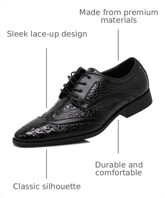 Image of ODN Men's Alligator Crocodile Print Oxfords Fashion Lace Up Dress Shoes