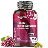 Trans Resveratrol con Quercetina 550mg - 120 Cápsulas - Fuente Natural de Antioxidantes de 98% de Knotweed Japonés y Sophora Japonica - 4 Meses de Suministro - Apto para Veganos y Sin Gluten