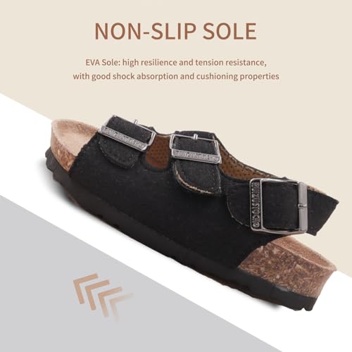 Kid Sandals Boys Girls Comfort Cork Footbed Summer Slides Sandals Toddler Adjustable Buckle Slip-On Sandal Open Toes Casual Flat for Little Kid/Big Kid4