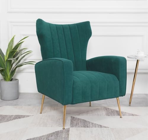 Image of Lakdi The Furniture Co Lounge Chair | Upholstered Velvet Accent Chair for Living Room & Home | Indoor & Outdoor Relaxation | Modern Durable Design | 5 Years Warranty | Free Assembly