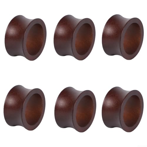 Juego de 6 servilleteros de madera, servilleteros naturales para cocina y comedor, decoración de mesa elegante para bodas, fiestas y celebraciones familiares, 5 x 2,5 cm