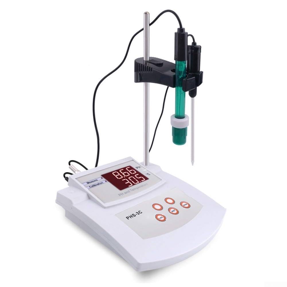 WJWWO Desktop Laboratory pH Meter, Laboratory pH Acidity and Alkalinity Tester, Ph Meter Desktop Auto Calibrating Acidity Meter 2-in-1, Suitable for Environment, Laboratory, Ecology