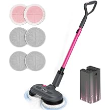VMAI Cordless Electric Mop for Floor Cleaning,Water Sprayer Spin Mop with 300ML Water Tank,LED Lighting and Removable Battery,Up to 60mins Working Time for Hardwood Tile Laminate Marble FloorRose