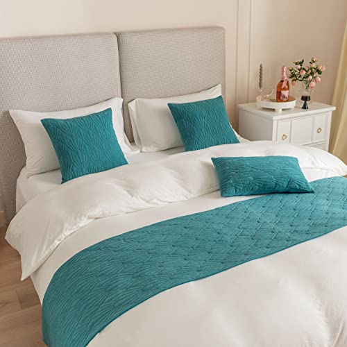 Ttiiloe Blue Velvet Bed Scarf Throw Shell Pattern Bed Runner Towel Double Sided Bedspread Blankets Bedding Cover Decorative Protection For Hotel Bedroom, 45 X 210Cm #TOP2