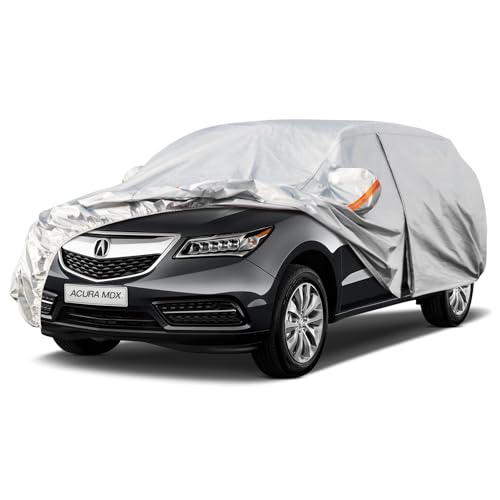 Image of Kayme 6 Layers SUV Car Cover Custom Fit for Acura MDX (2001-2025) Waterproof All Weather for Automobiles, Outdoor Full Cover Rain Sun UV Protection.Silver
