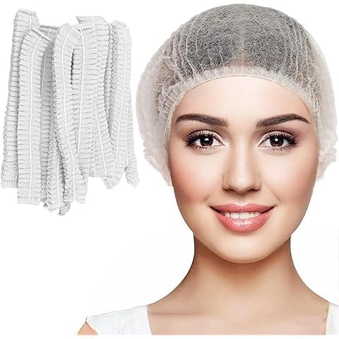 Image of Disposable Bouffant Caps for Women & Men | Non Woven Hair Net Cap | Elastic Head Cover for Hospital, Kitchen, Food Industry, Spa & Salon Use (White, PAck Of 50)