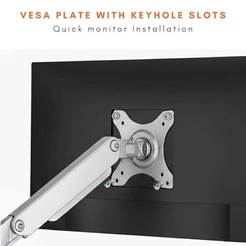 Image of ARTIKEL Monitor Desk Mount Adjustable Spring Assisted Monitor Arm VESA Mount with C Clamp Grommet Mounting Base Computer Monitor Stand (Sleek White, Dual)