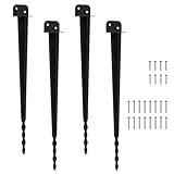 Aopunly 4er Set L-förmige Bodenhülse 70 cm mit gezähntem Ende, leicht einzuschlagen, Erdanker & Pfostenträger für Holz- & Metallpfosten, Stahl, für alle Gartenkonstruktionen