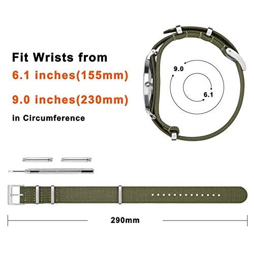 ANNEFIT Nylon Watch Straps with Stainless Steel Buckle, Replacement Sport Bands, 16 mm, 18 mm, 20 mm, 22 mm, 20mm, strap
