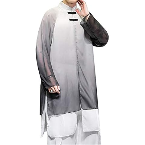 Men's Traditional Chinese Clothing Tai Chi Uniforms Chiffon Mid-Length Martial Arts Outfits Cover