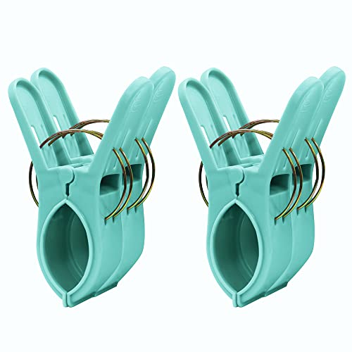 JVL Large Clamp Clip Beach Towel Pegs, Pack of 4, Aqua,One Size,19-273AQ, Multicolor - Image 2