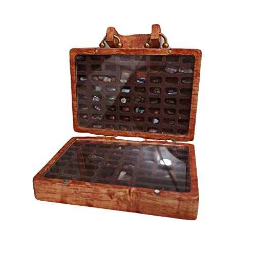 Mejores precios y opiniones de Colecciones minerales - solo los mejores. 33 Colección de piedras en una veliz de vidrio, colección de piedras, colección de piedras y minerales, kit de actividades de madera para decoración de maletas