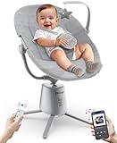 Zoicay Baby Swing,Baby Swings for Infants with 3 Modes & 5 Speeds, BT Enabled App & Remote Control, Electric Swing – 6 Lullabies and 3 Timer Setting, 2 Seat Positions and 5-Point Harness Swing (Gray)
