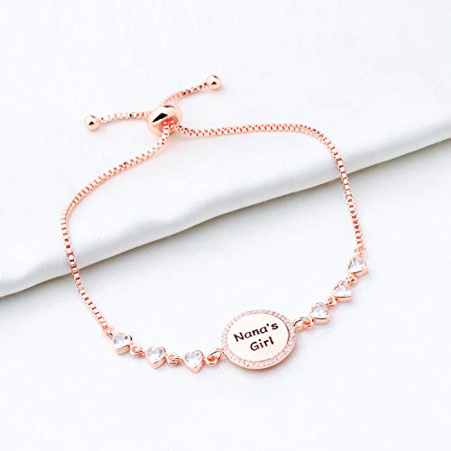 FEELMEM Nana's Girl Granddaughter Slider Bracelet Gift for Granddaughter from Nana Granddaughter Birthday Graduation Gift(RG) - Image 6