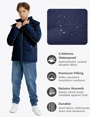 wantdo Boy's Winter Coat Warm Puffer Jacket Waterproof Parka with Hood4