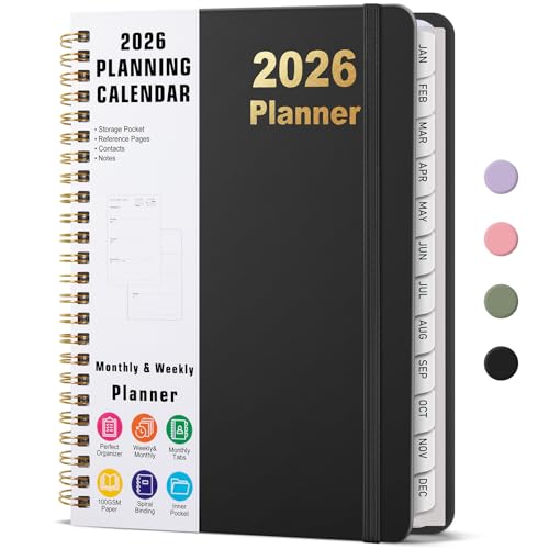 Timart 2026 Planner, Weekly and Monthly Planner, January 2026 - December 2026 Agenda Book, Hardcover 2026 Calendar Planner Book with Tabs, Inner Pocket For Women & Men, Perfect for Office School Home Supplies, A5 (6.3" x 8.5")-Black Timart 2026 Planner, Weekly and Monthly Planner, January 2026 - December 2026 Agenda Book, Hardcover 2026 Calendar Planner Book with Tabs, Inner Pocket For Women & Men, Perfect for Office School Home Supplies, A5 (6.3" x 8.5")-Black