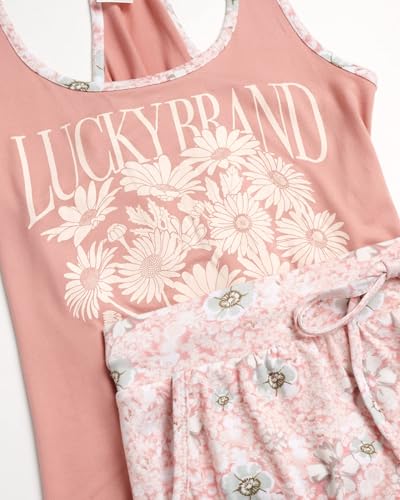 Image of Lucky Brand Womens 2 Piece Lounge Set, Lightweight Soft Pajamas Sleepwear Crossback Tank Top and Sleep Shorts