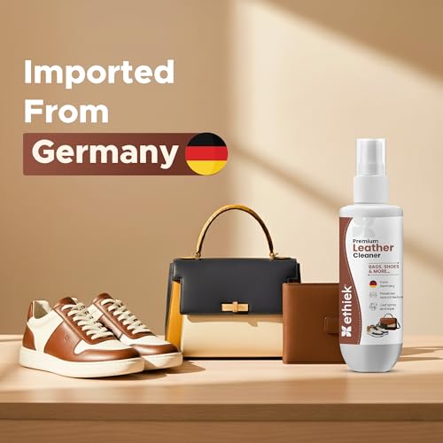 Image of ETHIEK Leather Cleaner for Bags, Shoes & Jackets | Gentle Daily Cleaner | Removes Dirt, Refreshes Texture & Revives Natural Shine, 100 ml