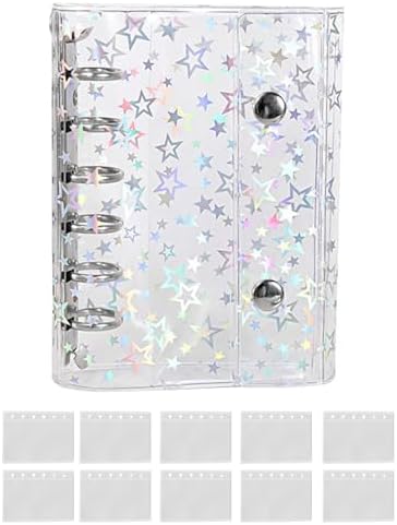 （01:00時点） シール帳 透明 女の子 Mocasa シール帳 バインダー はがせる a7 シール収納 推し活グッズ （ホログラム星柄入り）