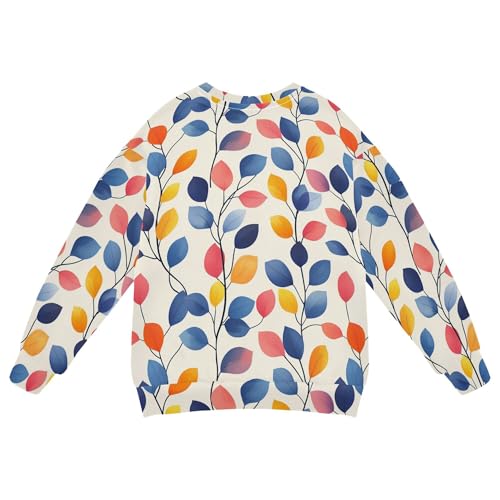 JUNZAN Cartoon Colorful Eucalyptus Leaf Kids Girls Hooded Sweatshirt Fleece Hoodie for Boys Sports 4T2