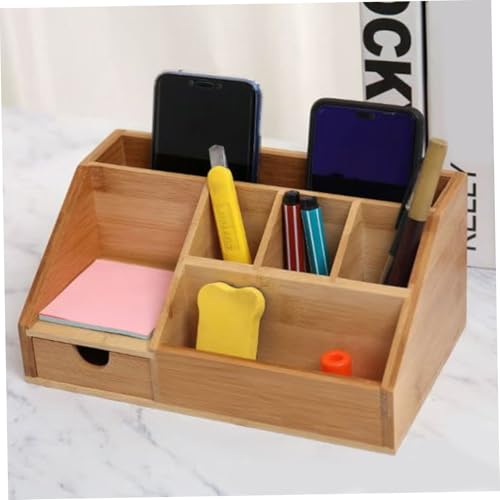 Boîte rangement bureau en bambou pour libérer de l'espace de table - 4