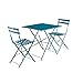 Alice's Garden - Salon de Jardin bistrot Pliable - Emilia carré Bleu Canard - Table carrée 70x70cm avec Deux chaises Pliantes. Acier thermolaqué
