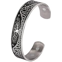 Pulseras Aesthetic Hombre Yggdrasil Pulsera de acero inoxidable para hombre y mujer, brazalete con diseño de árbol mundial de la vida