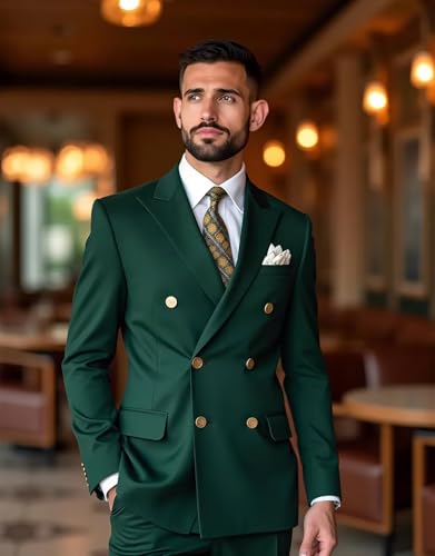 Wangyue Double Breasted Suit Men Slim Fit 2 Piece Suits for Men Wedding Double Breasted Blazer Formal Groom Prom Tuxedo2