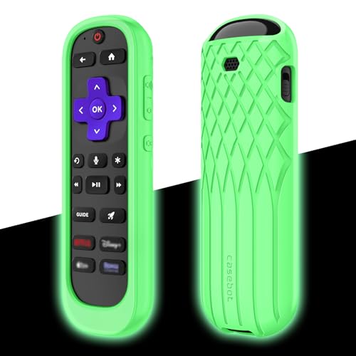 Coque Roku Voice Remote Pro 2e éd Fintie CaseBot silicone vert lueur