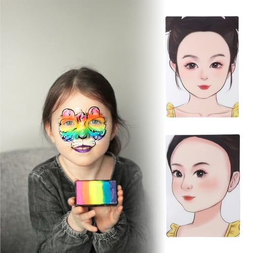 Lwuey Gesichtsbemalungs Übungsbrett, Gesichts Schminken Schablone Make Up Vorlagen Anfänger Trainingsblatt DIY Kunstvorlagen Zeichenübungen Wiederverwendbare Lernhilfe Face Painting Practice Board