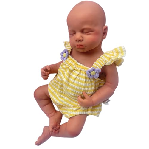 Oppaionaho 50,8 cm Ganzkörper-Puppe aus solidem Silikon, Reborn-Puppe, Mädchen, 3D-bemalt, Neugeborene, Babypuppe, die echt schlafende Babys aussehen 03