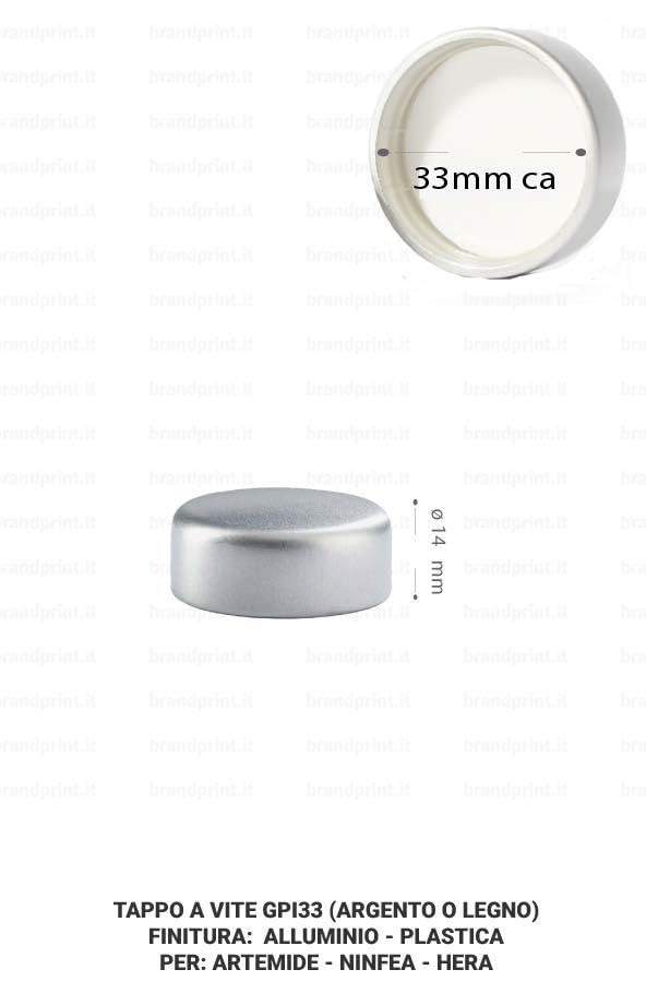 Bouchon GPI33 argent en Moplen et aluminium pour bouteilles | x10