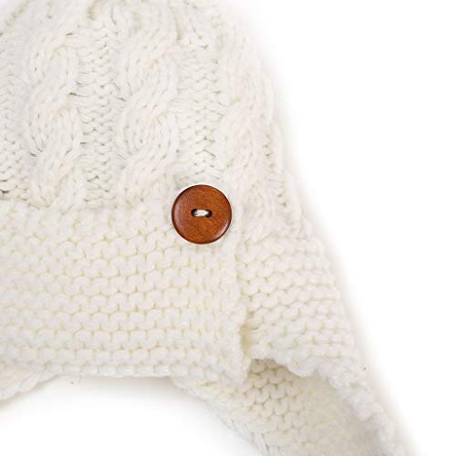 DUHGBNE Strickmütze Beanie Strickmütze Kindermütze Warm Baby Wintermütze Feinstrick Mütze doppelt gestrickt Mütze Baby Slouch Kindermütze Tierdruck Plüsch – Bild 4