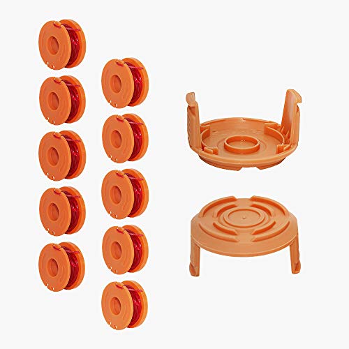 Prime&Swift WA0010 Trimmers Spool Line 10ft 0.065\",Compatible with Worx Trimmer/Edger Weed Eater WG180 WG163,Worx Trimmer spools Weed Eater String with WA6531 Spool Cap Covers (10 Line Spools+2 Cap) - Thumbnail 2