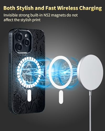 Coque iPhone 14 Pro Max MagSafe SCORPIFY imprimé serpent noir mat antichoc - 5