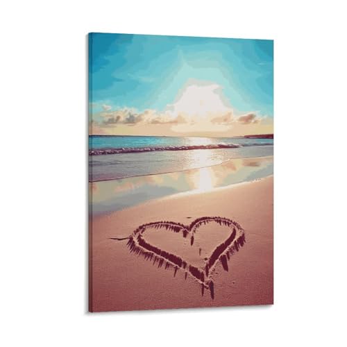Toile murale à suspendre Love Beach 60x90cm pour salon